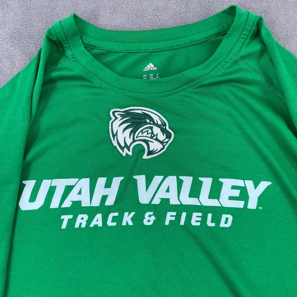 Utah‎ Valley Wolverines Shirt Men's 2XL Green Adidas Climalite NCAA Basketball